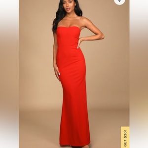 SIZE S SOLD OUT STRAPLESS LULU'S RED DRESS